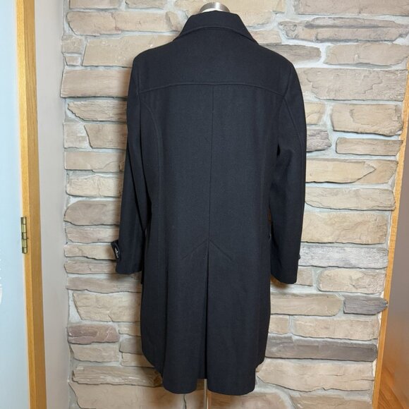 Attention black wool blend long coat button front classic overcoat womens - Picture 5 of 9